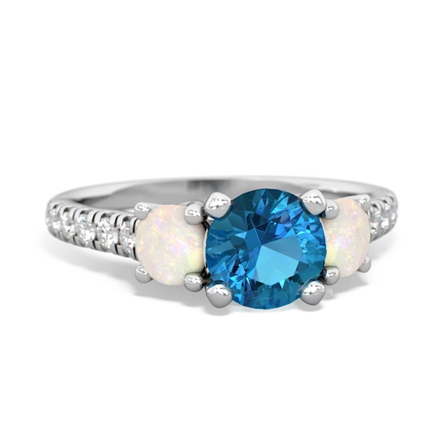 London Topaz Genuine London Blue Topaz with Genuine Opal and  Pave Trellis ring Ring