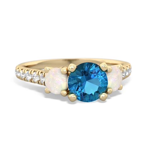 London Topaz Genuine London Blue Topaz with Genuine Opal and  Pave Trellis ring Ring