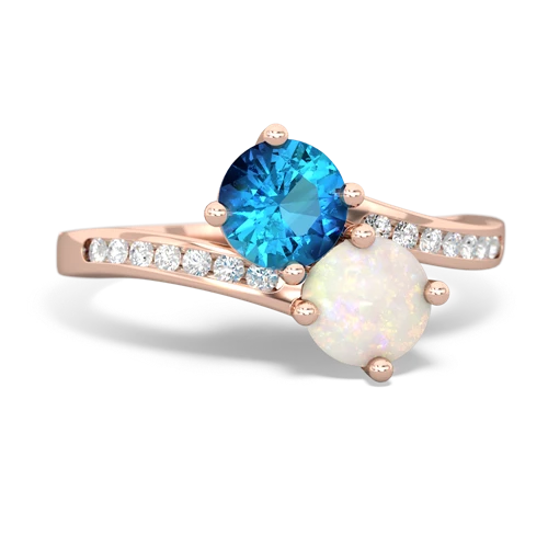 london topaz-opal two stone channel ring