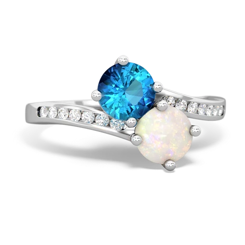 london topaz-opal two stone channel ring