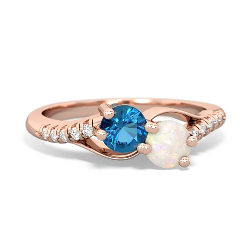 london topaz-opal two stone infinity ring