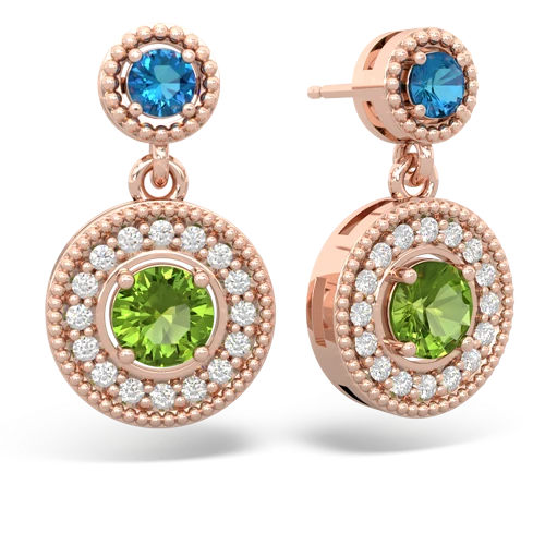 london topaz-peridot halo earrings
