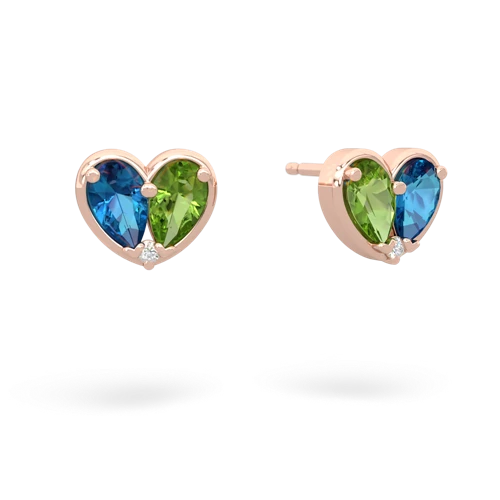 london topaz-peridot one heart earrings