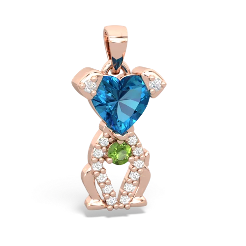 london topaz-peridot birthstone puppy pendant