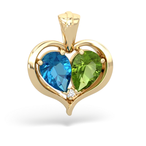 london topaz-peridot half heart whole pendant