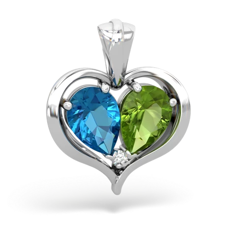 london topaz-peridot half heart whole pendant