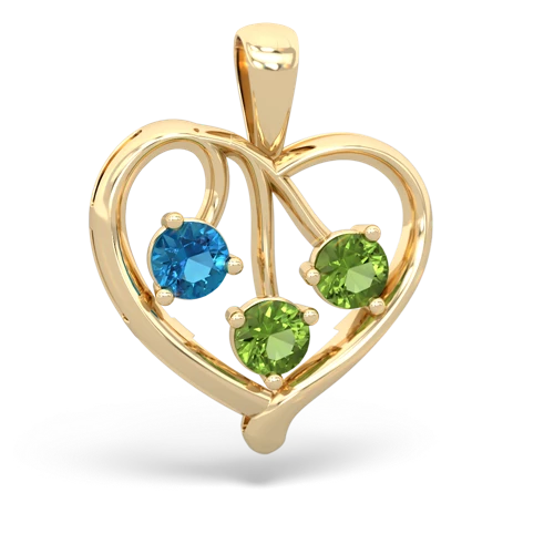 london topaz-peridot love heart pendant