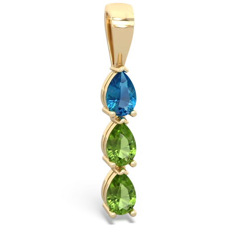 London Topaz Genuine London Blue Topaz with Genuine Peridot and Genuine Emerald Three Stone pendant Pendant