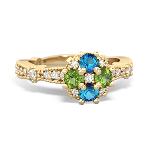 london topaz-peridot art deco engagement ring