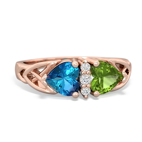 london topaz-peridot celtic ring