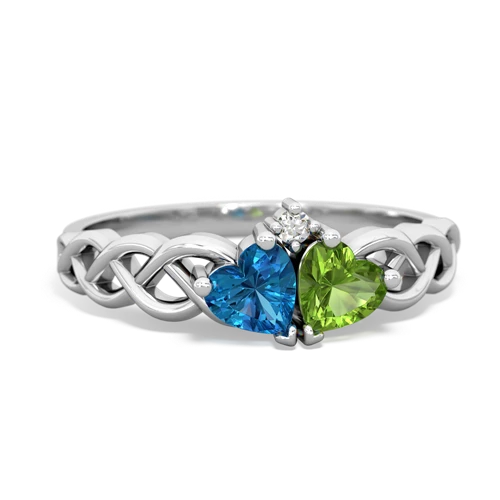 london topaz-peridot celtic braid ring