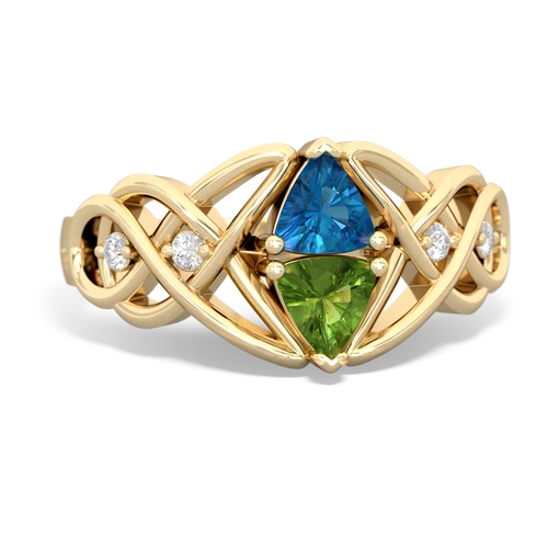 london topaz-peridot celtic knot ring