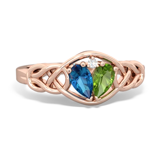 london topaz-peridot celtic knot ring