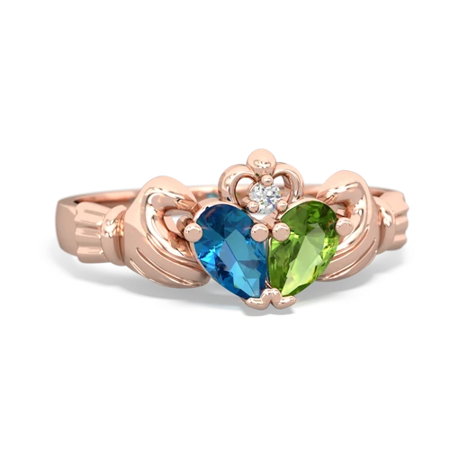 london topaz-peridot claddagh ring