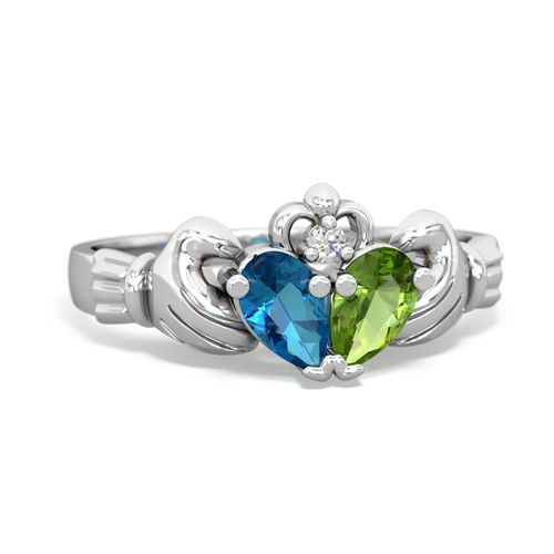 london topaz-peridot claddagh ring