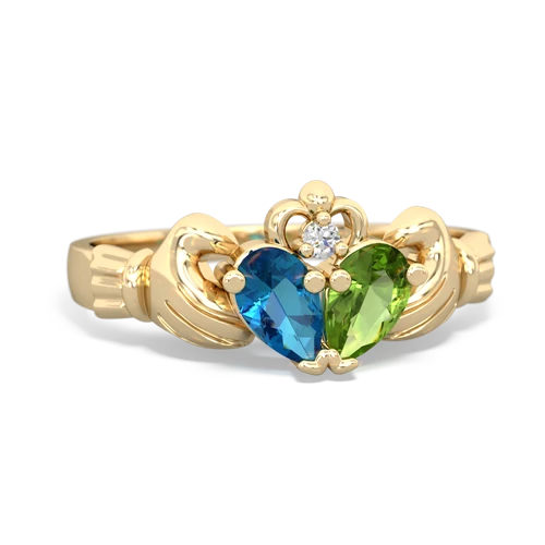 london topaz-peridot claddagh ring