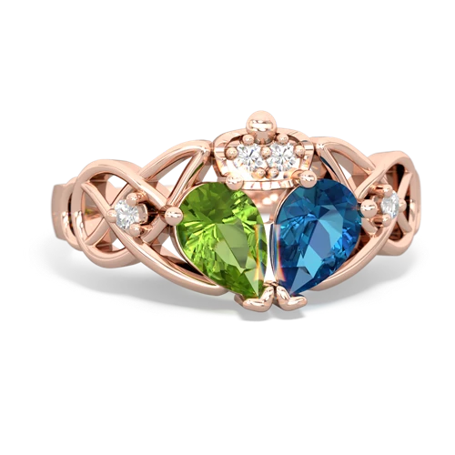 london topaz-peridot claddagh ring