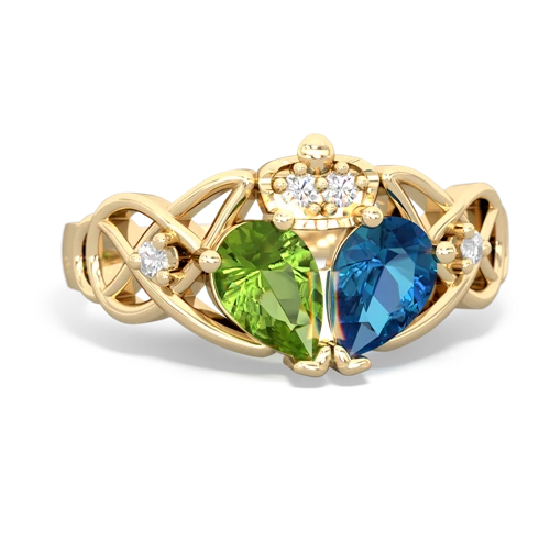 london topaz-peridot claddagh ring