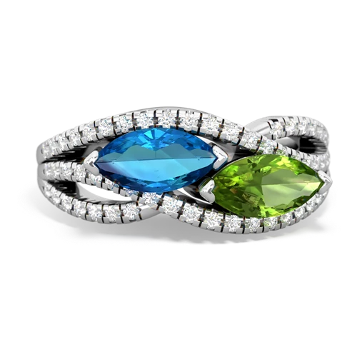 london topaz-peridot double heart ring