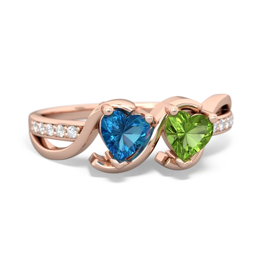 london topaz-peridot double heart ring