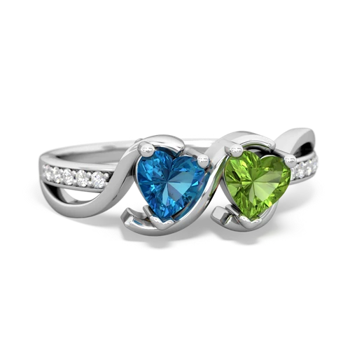 london topaz-peridot double heart ring