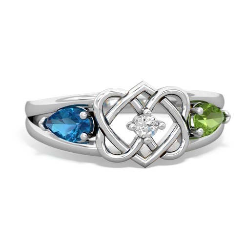 london topaz-peridot double heart ring