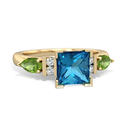 London Topaz Genuine London Blue Topaz with Genuine Peridot and Lab Created Ruby Engagement ring Ring