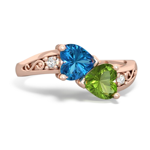 london topaz-peridot filligree ring