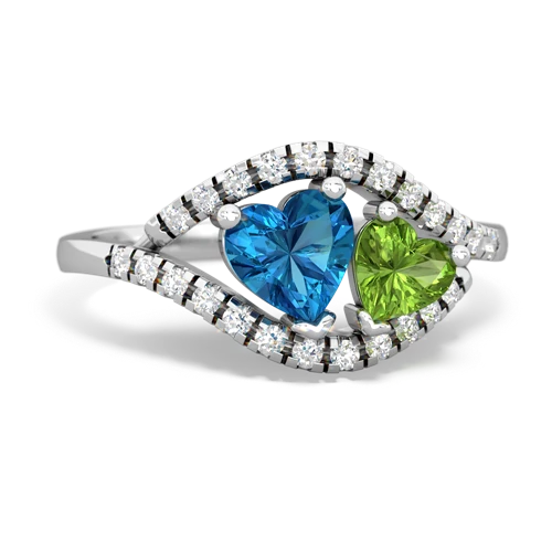 london topaz-peridot mother child ring