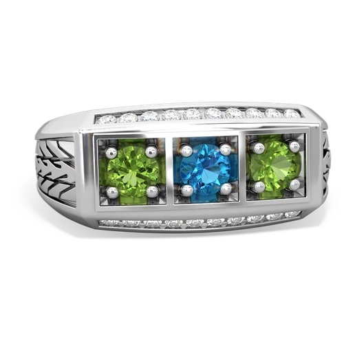 london topaz-peridot three stone ring