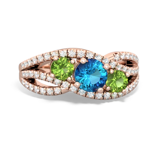 london topaz-peridot three stone pave ring