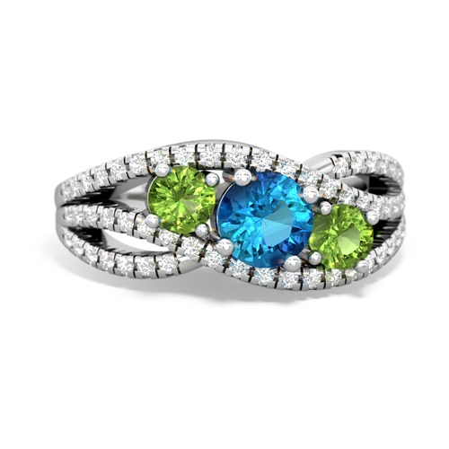 london topaz-peridot three stone pave ring