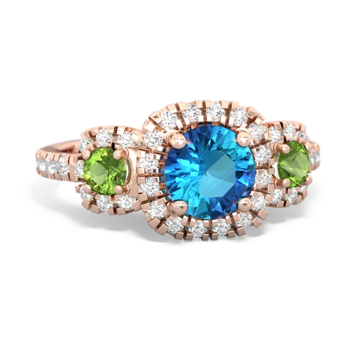 London Topaz Genuine London Blue Topaz with Genuine Peridot and Genuine Emerald Regal Halo ring Ring