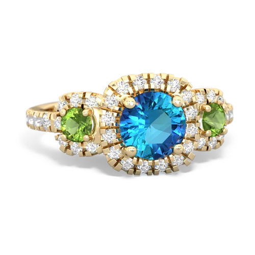 london topaz-peridot three stone regal ring