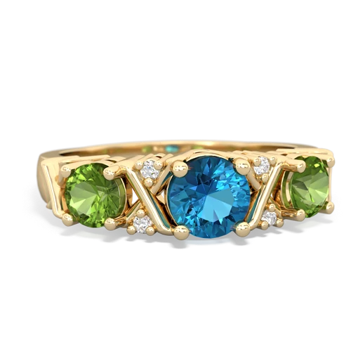 London Topaz Genuine London Blue Topaz with Genuine Peridot and Lab Created Alexandrite Hugs and Kisses ring Ring