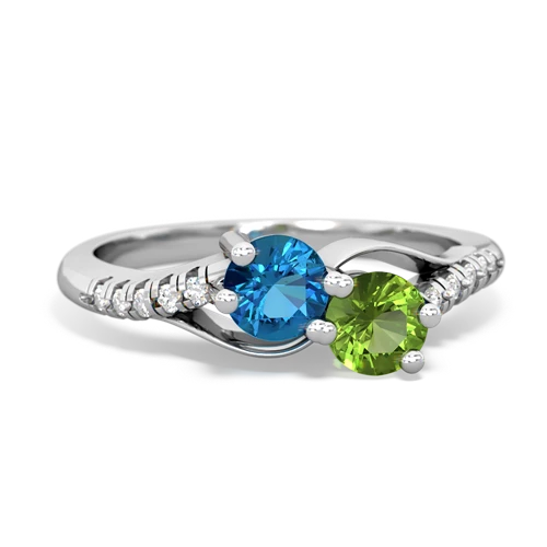 london topaz-peridot two stone infinity ring