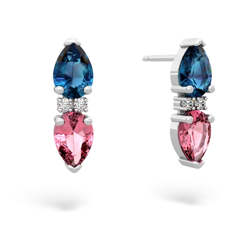 london topaz-pink sapphire bowtie earrings