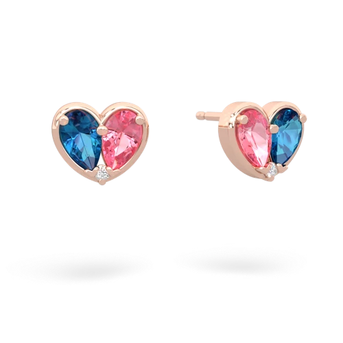 london topaz-pink sapphire one heart earrings