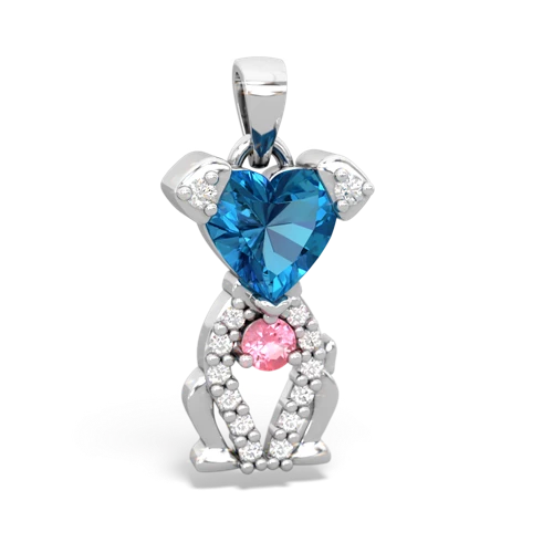 london topaz-pink sapphire birthstone puppy pendant