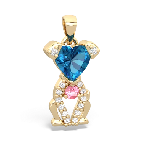 london topaz-pink sapphire birthstone puppy pendant