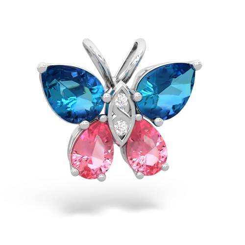 london topaz-pink sapphire butterfly pendant