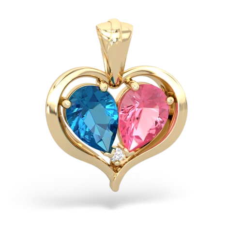 london topaz-pink sapphire half heart whole pendant