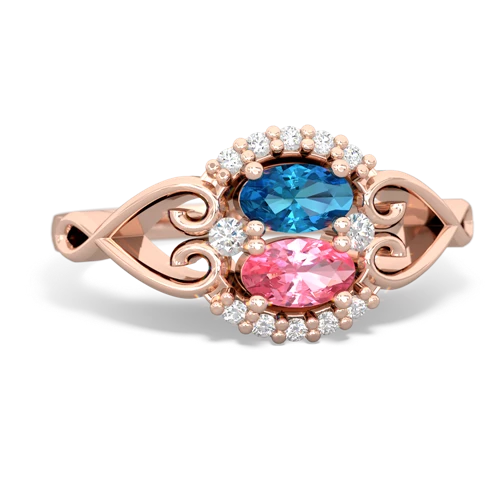London Topaz Genuine London Blue Topaz with Lab Created Pink Sapphire Love Nest ring Ring