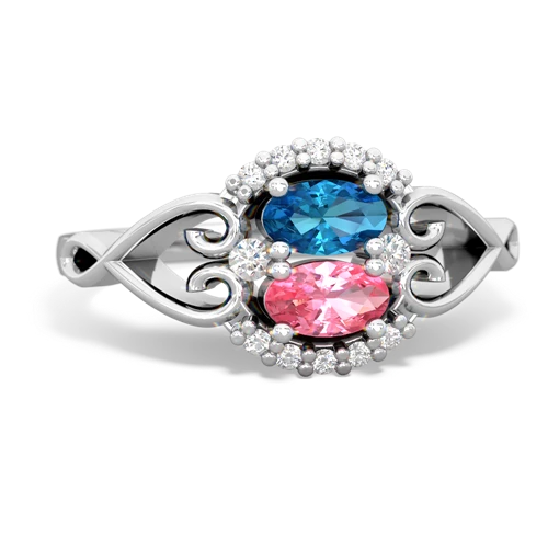 london topaz-pink sapphire antique keepsake ring