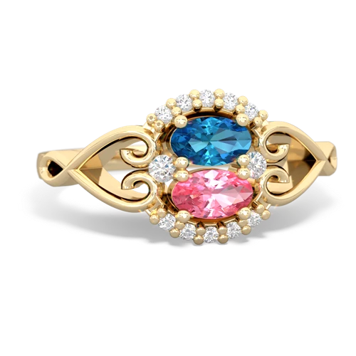 london topaz-pink sapphire antique keepsake ring
