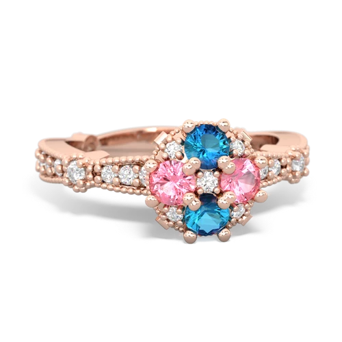 london topaz-pink sapphire art deco engagement ring