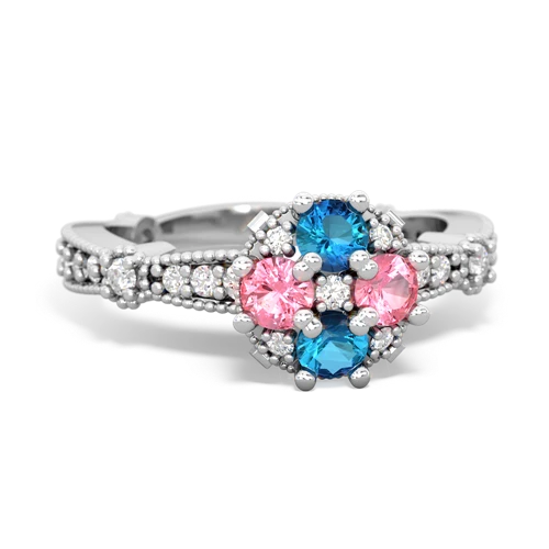 london topaz-pink sapphire art deco engagement ring