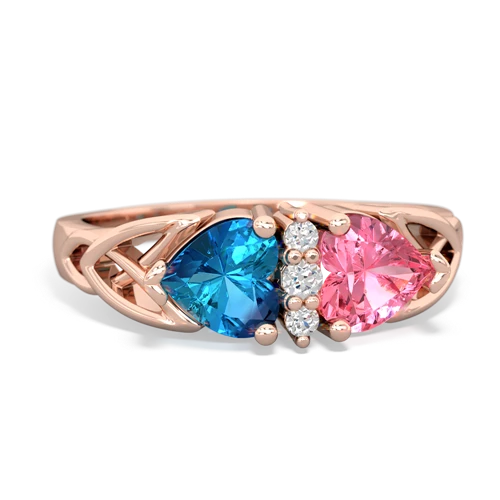 london topaz-pink sapphire celtic ring