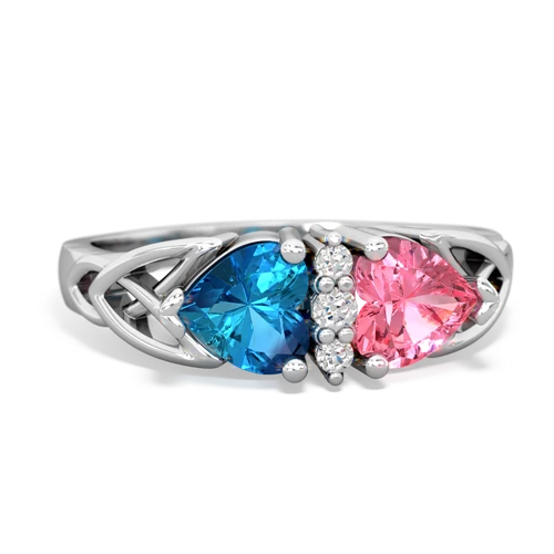 london topaz-pink sapphire celtic ring