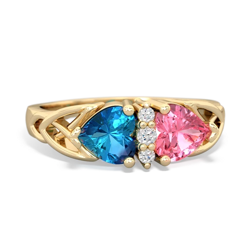 london topaz-pink sapphire celtic ring